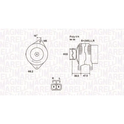 Bilde av MAGNETI MARELLI 063731798010 Dynamo 12V 70A HYUNDAI: Getz, KIA: Picanto I