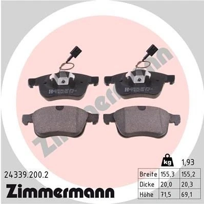 Bilde av ZIMMERMANN 24339.200.2 Bremseklosser inkl. slitasjevarselkontakt Bildet viser leveranseinnholdet ALFA ROMEO: Giulietta Hatchback