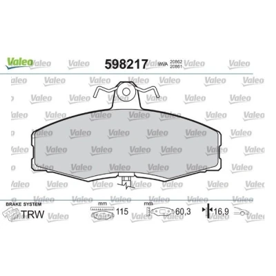 Bilde av VALEO 598217 Bremseklosser framaksel ekskl. slitasjevarselkontakt med sikringsskruesett, uten antiskrike blikk FORD: Sierra Mk1 Hatchback