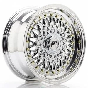 Bilde av Japan Racing JR9 Silver Machined Lip With Rivet Gold 8x18 5/112/120 ET35 B74