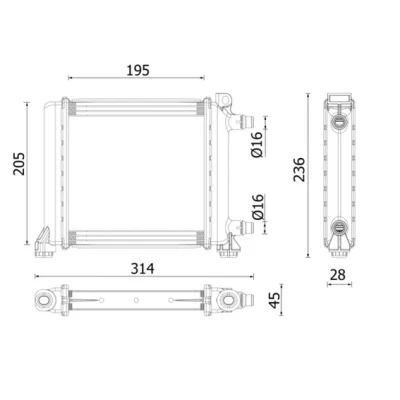 Bilde av MAHLE ORIGINAL CR 2642 000P Radiator Aluminium 195 205 28 Kjøleribber loddet