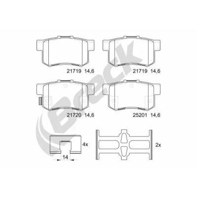 Bilde av BRECK 21720 00 704 Bremseklosser med akustisk slitasjevarsel tilbehør SUZUKI: SX4 I Hatchback, SWIFT 3, HONDA: S2000, CIVIC 8, CR Z