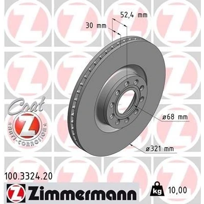 Bilde av ZIMMERMANN COAT Z 100.3324.20 Bremseskiver 321 30 10/5 5 112 innvendig ventilert belagt høy karbon AUDI: A6 C5 Avant, Sedan