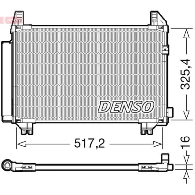 Bilde av DENSO DCN50107 Kondensator med tørker 498x325x16 R 134a TOYOTA: Auris Hatchback, Yaris II Hatchback