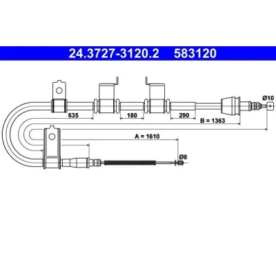 Bilde av ATE 24.3727 3120.2 Bremsekabel 1610