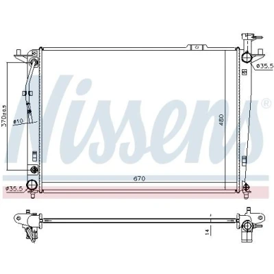 Bilde av NISSENS 666208 Radiator Aluminium 670 480 14 Kjøleribber loddet