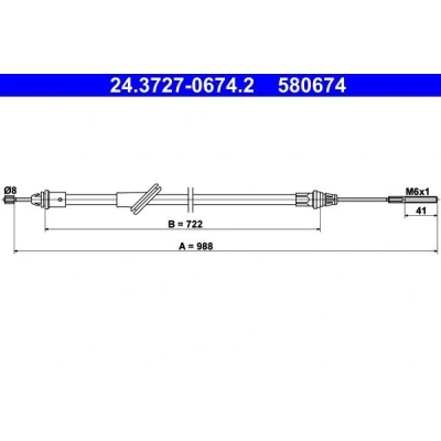 Bilde av ATE 24.3727 0674.2 Bremsekabel 988 FORD: Maverick SUV