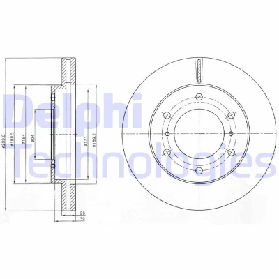 Bilde av DELPHI BG4229 Bremseskiver 290 26 6 ventilert oljet ubehandlet uten hjullager, ABS sensorring MITSUBISHI: PAJERO 4, 3