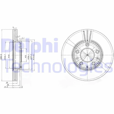 Bilde av DELPHI BG3874 Bremseskiver 282 25 5 ventilert oljet ubehandlet uten hjullager, ABS sensorring MAZDA: 6 Stasjonsvogn, Sedan, Hatchback