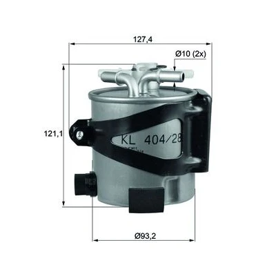 Bilde av MAHLE ORIGINAL KLH 44/25 Drivstoffilter ledningsfilter 10 med holder RENAULT: MEGANE 3 Grandtour, GRAND SCENIC 3, 2 Kombi