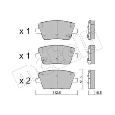 Bilde av METELLI 22 1242 0 Bremseklosser med akustisk slitasjevarsel HYUNDAI: Kona SUV, i30 III Hatchback