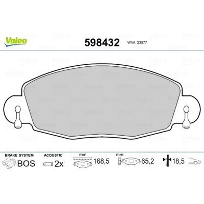 Bilde av VALEO 598432 Bremseklosser framaksel inkl. slitasjevarselkontakt uten antiskrike blikk FORD: Transit Mk5 Flatvogn lastebil/Chassis