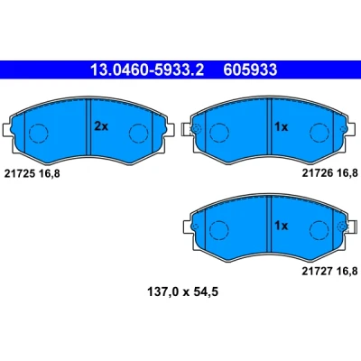 Bilde av ATE 13.0460 5933.2 Bremseklosser med akustisk slitasjevarsel NISSAN: 200SX, HYUNDAI: Matrix