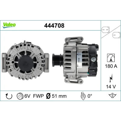 Bilde av VALEO 444708 Dynamo 14V 180A MERCEDES BENZ: Sprinter 3.5 T Van, Vito Mixto, C Klasse modell