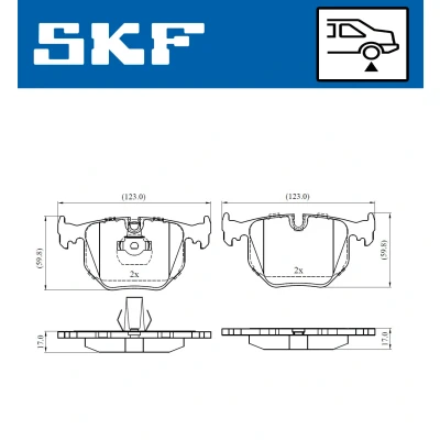 Bilde av SKF VKBP 90279 Bremseklosser klargjort for slitasjeindikator
