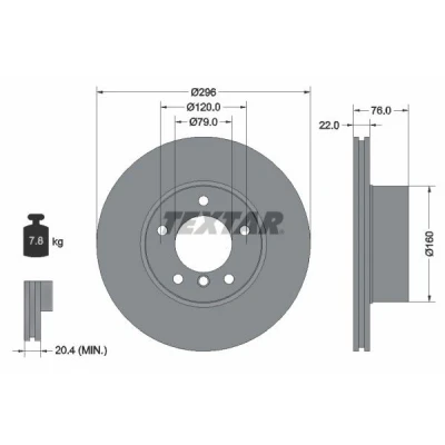 Bilde av TEXTAR PRO+ 92075005 Bremseskiver 296 22 05/06 120 innvendig ventilert belagt høy karbon uten hjulfestebolt, hjulnav BMW: 5 Touring, Sedan