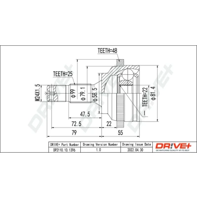 Bilde av Dr!ve+ DP2110.10.1396 Drivknute TPE (termoplastisk elastomer) PEUGEOT: 206 Hatchback