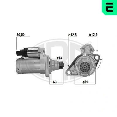 Bilde av ERA 221071A Starter 12V 1,1kW 13 Pin &quot;50&quot; Plug 79mm VOLKSWAGEN: CADDY 4 Kasten, Passat B8 Variant, Touran II, SKODA: Octavia 3 Combi