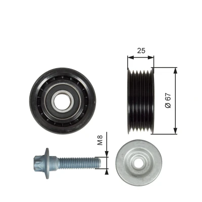 Bilde av GATES T36619 Styrerulle FleetRunner Micro V Stretch Fit med riller MERCEDES BENZ: E Klasse T modell, Sedan, SL Cabrio