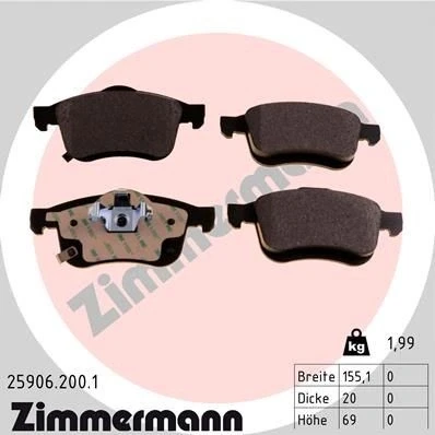 Bilde av ZIMMERMANN 25906.200.1 Bremseklosser med akustisk slitasjevarsel Bildet viser leveranseinnholdet FIAT: 500L