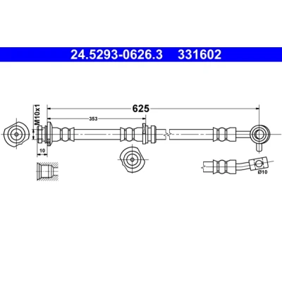 Bilde av ATE 24.5293 0626.3 Bremseslange 625 M10x1 NISSAN: Qashqai 2