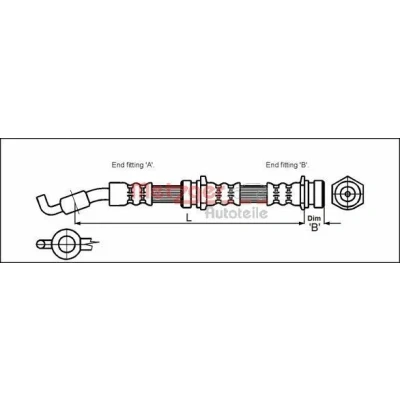 Bilde av METZGER 4114061 Bremseslange 508 Banjo MAZDA: 626 V Stasjonsvogn, Sedan