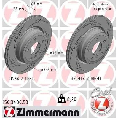 Bilde av ZIMMERMANN BLACK Z 150.3430.53 Bremseskiver 336 22 6/5 5 120 innvendig ventilert, med sliss belagt høy karbon BMW: 3 Touring, Sedan, X1