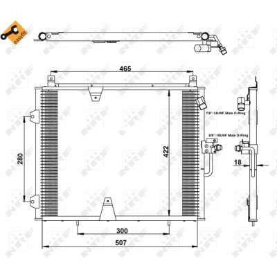 Bilde av NRF EASY FIT 35129 Kondensator med tetningsring 14,6 8,6 Aluminium 507 MERCEDES BENZ: W124 Stasjonsvogn, Coupé