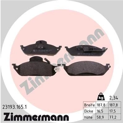 Bilde av ZIMMERMANN 23193.165.1 Bremseklosser inkl. slitasjevarselkontakt Bildet viser leveranseinnholdet MERCEDES BENZ: ML Klasse