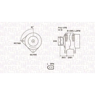 Bilde av MAGNETI MARELLI 063731912010 Dynamo 12V 180A VOLKSWAGEN: Passat B6 Variant, Caddy 3, B7 SKODA: Superb II Stasjonsvogn
