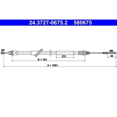 Bilde av ATE 24.3727 0675.2 Bremsekabel 1081 FORD: Maverick SUV