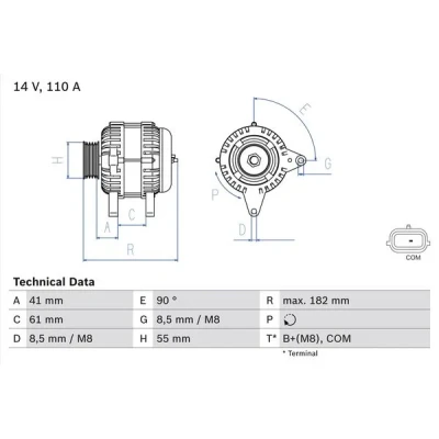 Bilde av BOSCH 0 986 080 710 Dynamo 14V 110A RENAULT: MEGANE 2 Kombi, Kangoo II Express