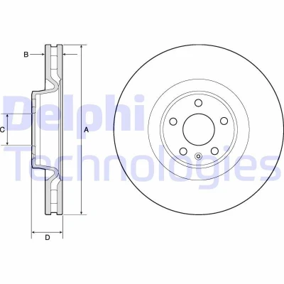 Bilde av DELPHI BG9172C Bremseskiver 356 34 5 ventilert belagt ubehandlet uten hjullager, ABS sensorring AUDI: A6 C7 Allroad