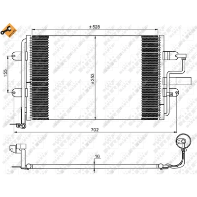 Bilde av NRF EASY FIT 35733 Kondensator med tetningsring 12,9 12,7 Aluminium 528 SEAT: Leon I Hatchback, VOLKSWAGEN: Golf 4
