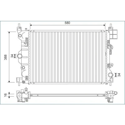 Bilde av VALEO 701171 Radiator Aluminium 580 388 16 uten kjølemiddelregulator Kjøleribber loddet