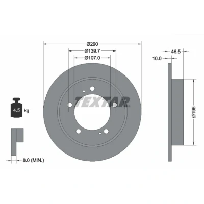 Bilde av TEXTAR PRO 92066003 Bremseskiver 290 10 05/07 139,7 fullt ut belagt uten hjulfestebolt, hjulnav SUZUKI: Jimny SUV, X 90