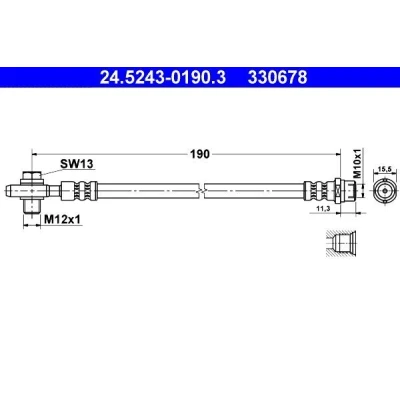 Bilde av ATE 24.5243 0190.3 Bremseslange 190 M10x1 VOLKSWAGEN: Passat B5 GP Stasjonsvogn, Sedan
