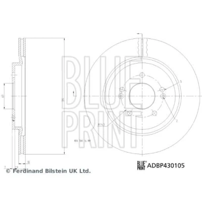 Bilde av BLUE PRINT Bremseskive HYUNDAI: SANTA FE 3 bakaksel 314mm 18mm 5 hull 114mm innvendig ventilert belagt ADBP430105 58411S1500,58411S1700 Bremseskiver