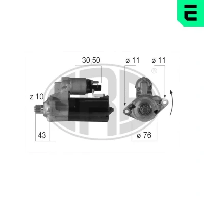 Bilde av ERA 220606A Starter 12 1,7 10 VOLKSWAGEN: Touran I, Passat B6 Variant, Caddy 3, AUDI: TT Coupé, A3 Sportback, SKODA: Octavia 2 Combi