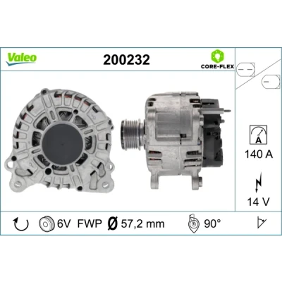 Bilde av VALEO 200232 Dynamo 14V 140A VOLKSWAGEN: Caddy 3, Polo V Hatchback, Golf Plus / Crossgolf, AUDI: A4 B8 Avant, A3 Sportback, Allroad