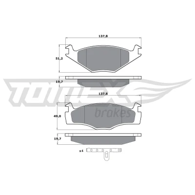 Bilde av TOMEX brakes TX 10 53 Bremseklosser framaksel med tilbehør VOLKSWAGEN: GOLF 2, 3, 1