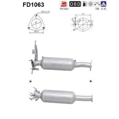 Bilde av AS FD1063 Partikkelfilter Euro 5 Cordierit VOLVO: V70 3, XC70 II Stasjonsvogn, S80
