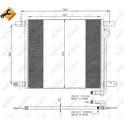 Bilde av NRF EASY FIT 35325 Kondensator med tetningsring Aluminium 455 R 134a