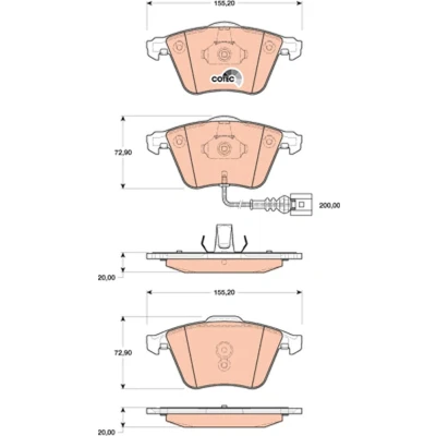 Bilde av TRW COTEC GDB1809 Bremseklosser inkl. slitasjevarselkontakt VOLKSWAGEN: GOLF 6, Scirocco III, AUDI: A3 Sportback, Hatchback, TT Coupé