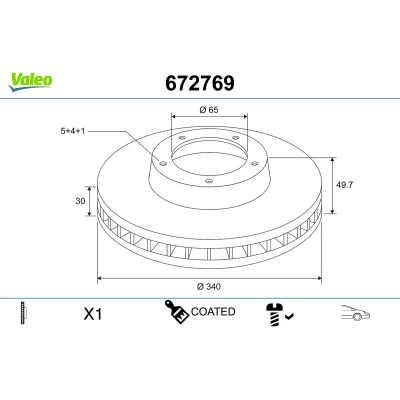 Bilde av VALEO Bremseskive VOLKSWAGEN: Golf 7, Passat B8 Variant, Tiguan II, SKODA: Octavia 3 Combi, Superb III Stasjonsvogn, II Stasjonsvogn 672769
