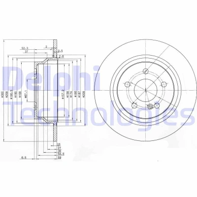 Bilde av DELPHI BG3757 Bremseskiver 300 10 5 fullt ut oljet ubehandlet uten hjullager, ABS sensorring MERCEDES BENZ: E Klasse T modell, Sedan