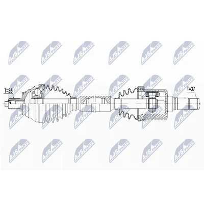 Bilde av NTY NPW VW 083 Drivaksel framaksel høyre 907 Dobbel clutch girkasse VOLKSWAGEN: Tiguan I, AUDI: A3 Sportback, Q3