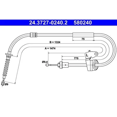 Bilde av ATE 24.3727 0240.2 Bremsekabel 1474 MINI: Clubman