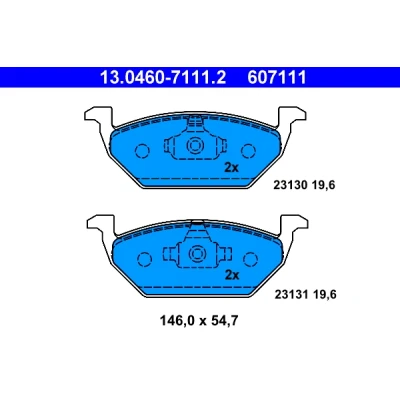 Bilde av ATE 13.0460 7111.2 Bremseklosser ikke klargjort for slitasjeindikator, ekskl. slitasjevarselkontakt VOLKSWAGEN: up! Hatchback, Polo IV Hatchback