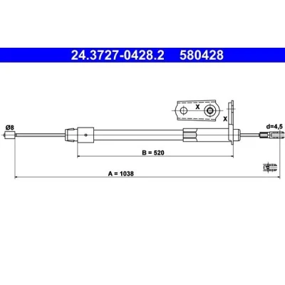 Bilde av ATE 24.3727 0428.2 Bremsekabel 1038 MERCEDES BENZ: Vaneo